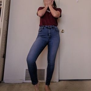 High waist skinny jeans, vintage wash